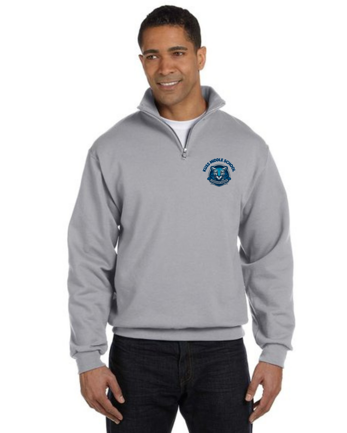 Kuss Middle Mens QuarterZip Collar Sweatshirt