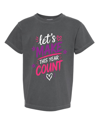 Girls "Lets Make This Year Great" Purple and Pink-Tshirt Youth