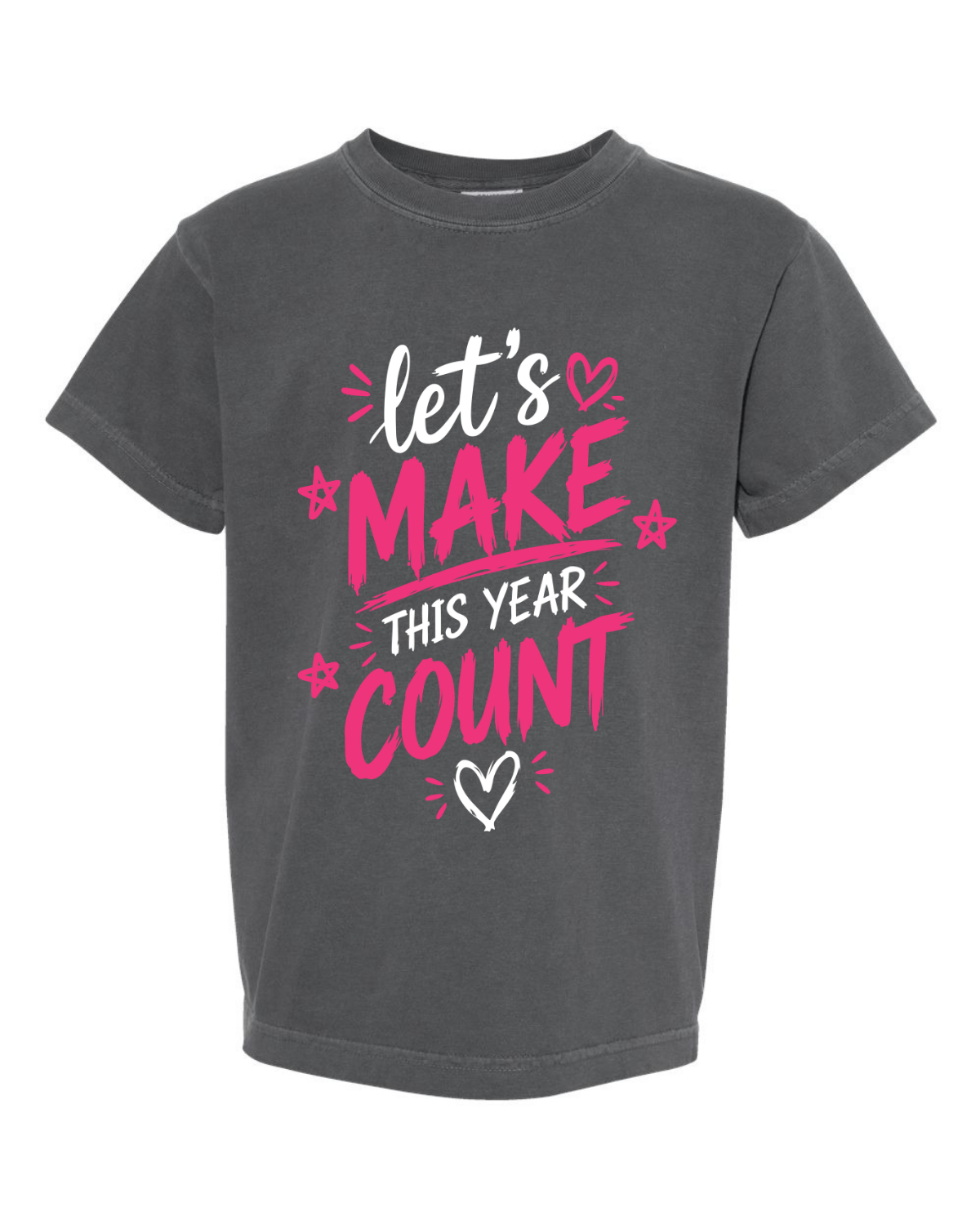 Girls "Lets Make This Year Great" Pink-Tshirt Youth