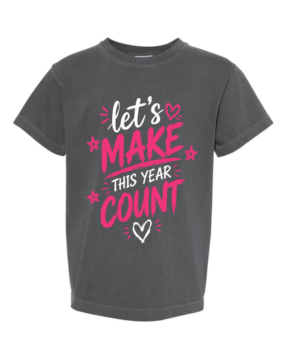 Girls "Lets Make This Year Great" Pink-Tshirt Youth