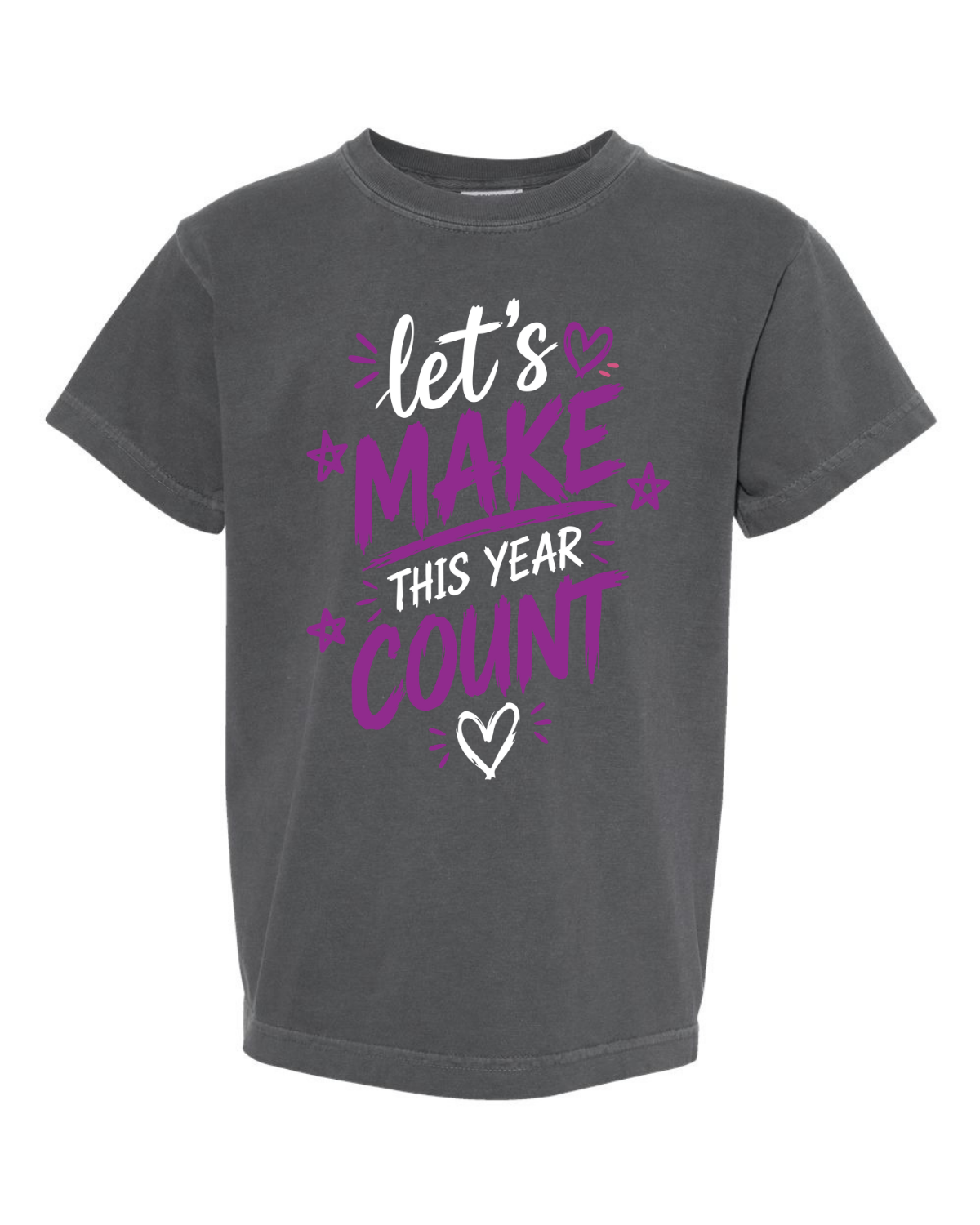 Girls "Lets Make This Year Great" Purple-Tshirt Youth