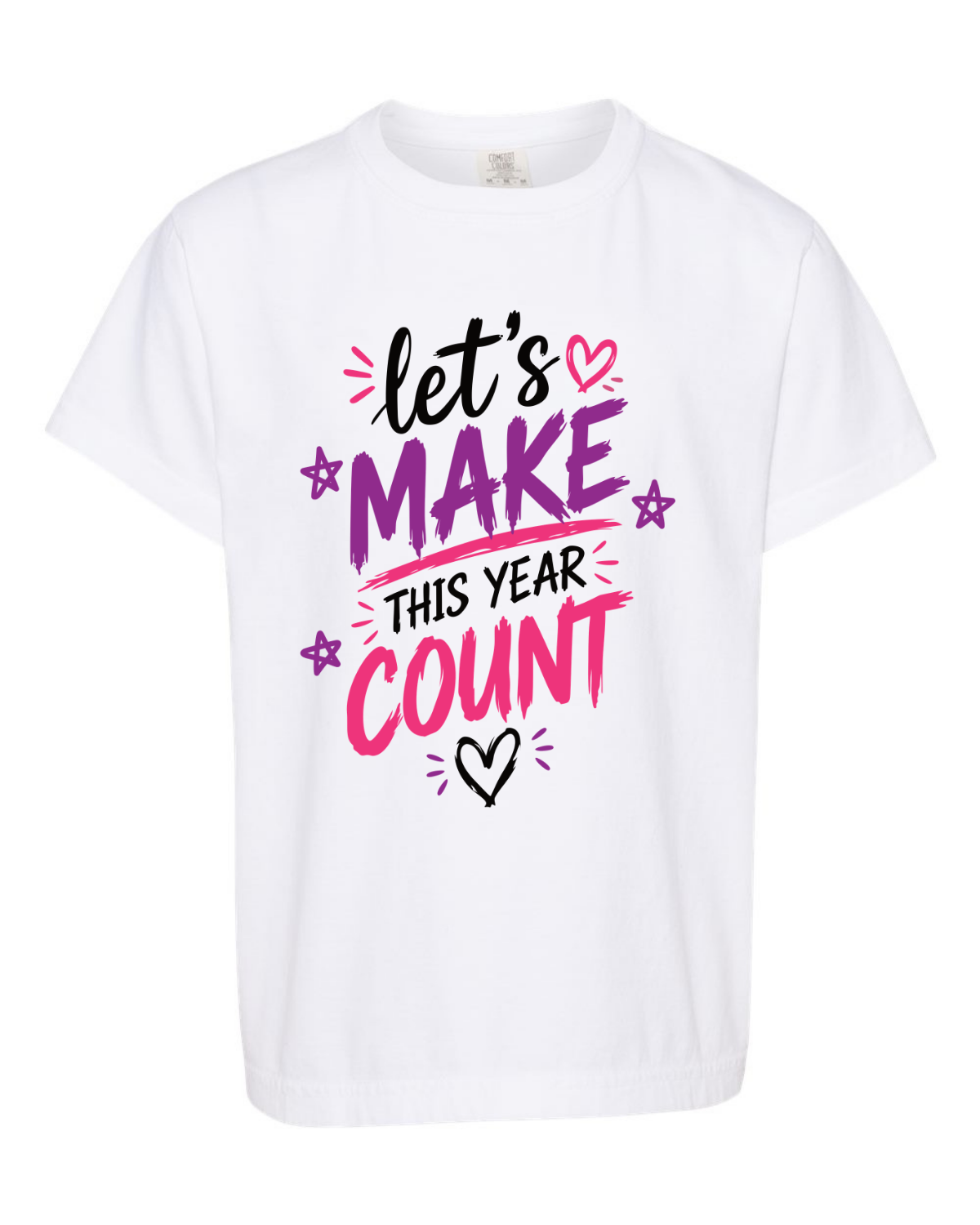 Girls "Lets Make This Year Great" Purple and Pink-Tshirt Youth