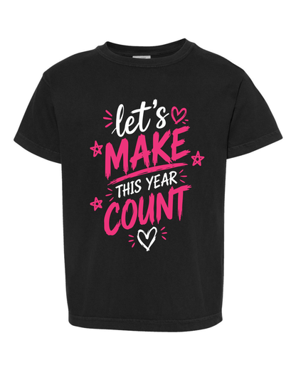 Girls "Lets Make This Year Great" Pink-Tshirt Youth