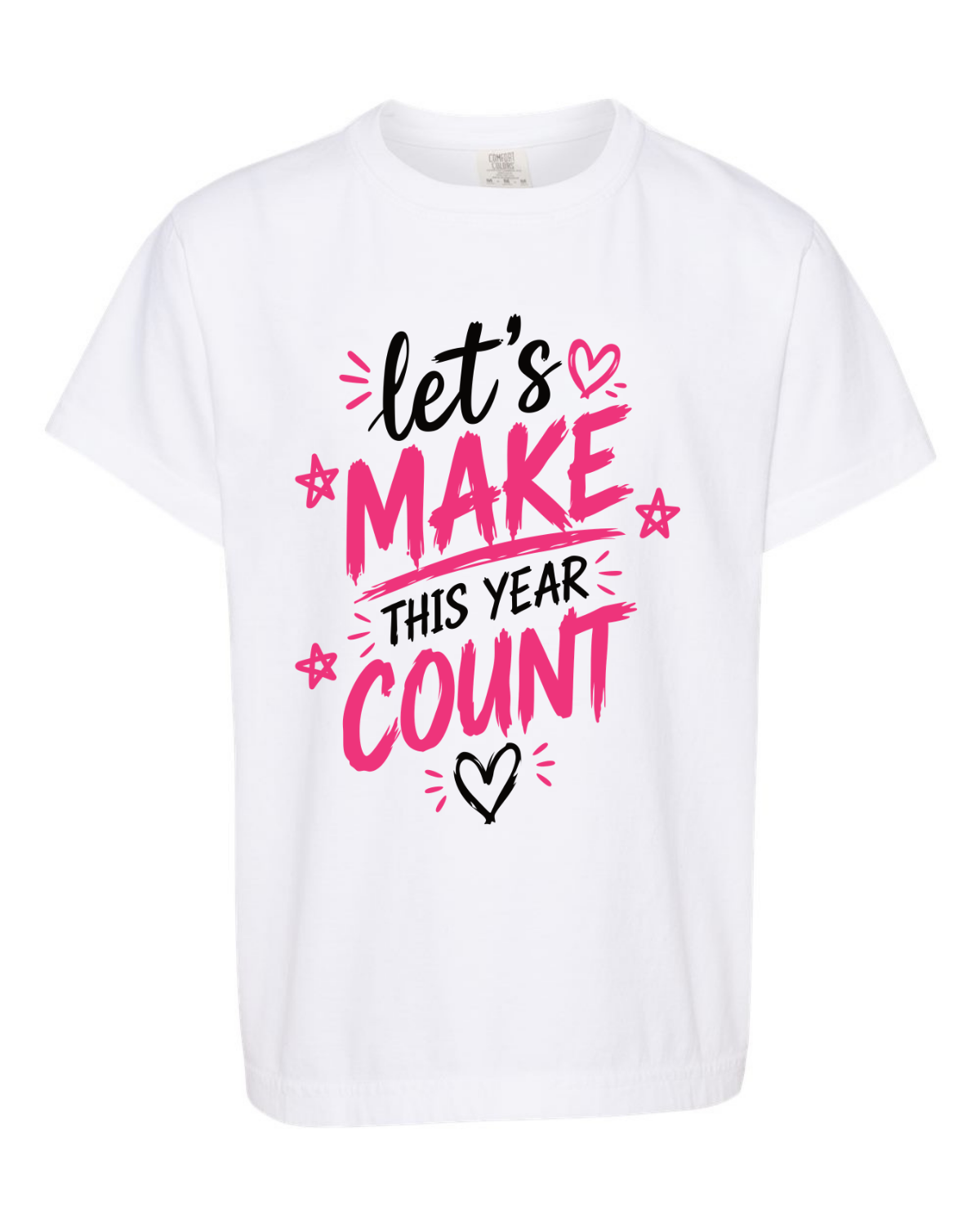 Girls "Lets Make This Year Great" Pink-Tshirt Youth