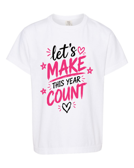 Girls "Lets Make This Year Great" Pink-Tshirt Youth