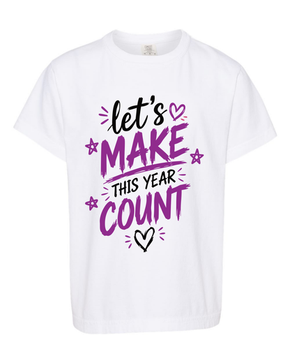 Girls "Lets Make This Year Great" Purple-Tshirt Youth
