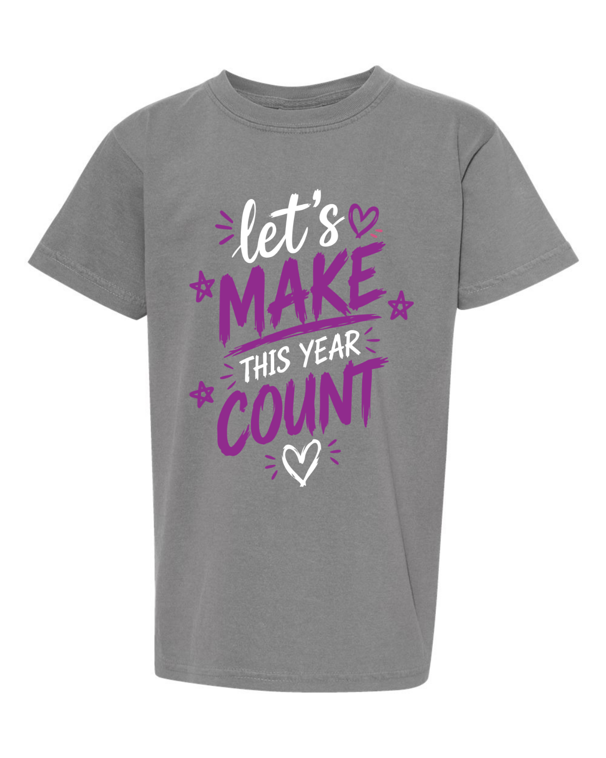 Girls "Lets Make This Year Great" Purple-Tshirt Youth
