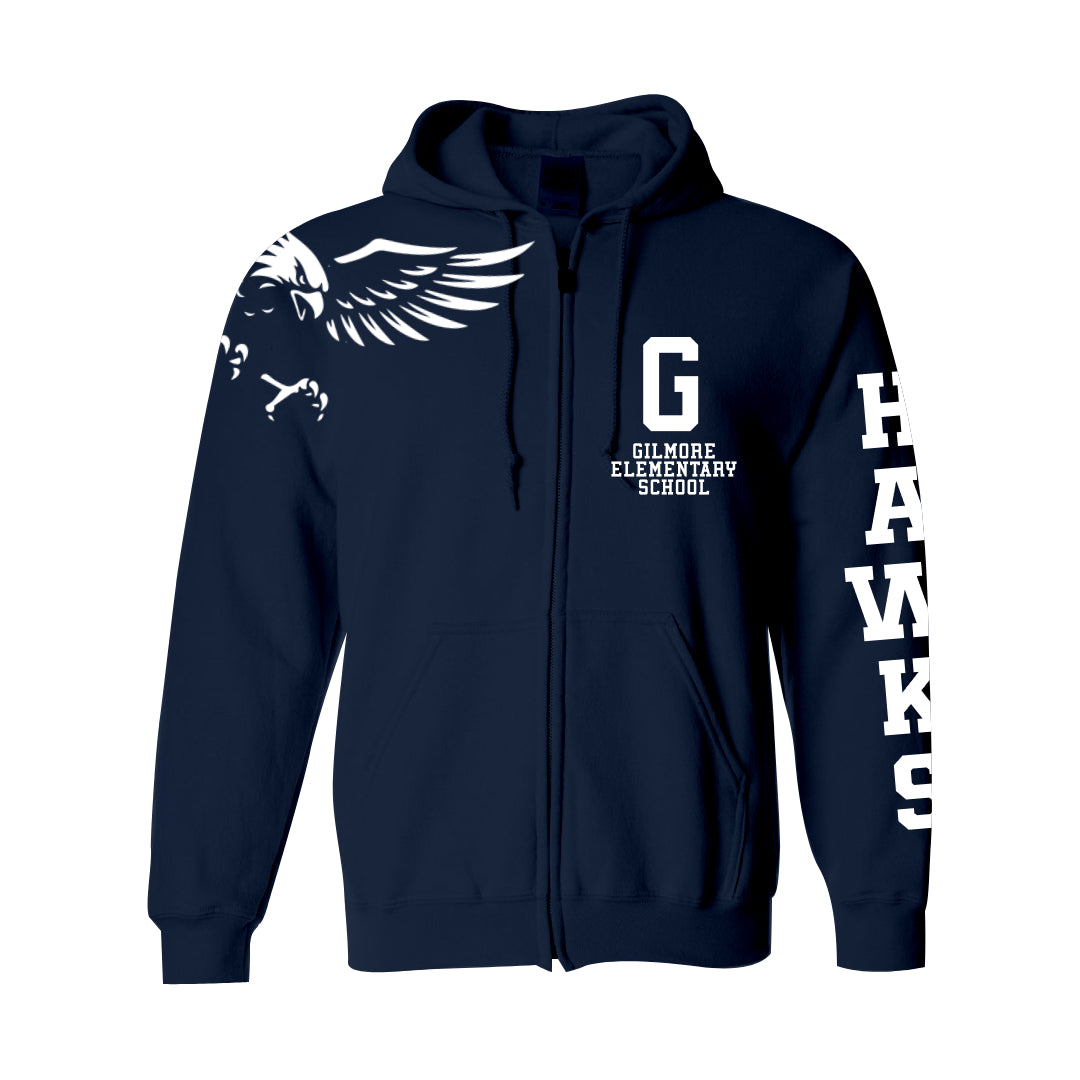 Gilmore Hawk Shoulder Zip-Up Hoodie-Staff and Families