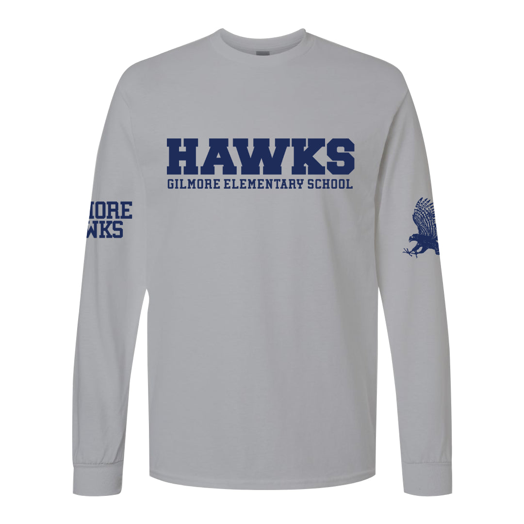 Gilmore Hawks with Sleeve Logos Long Sleeve Shirt-Staff and Families