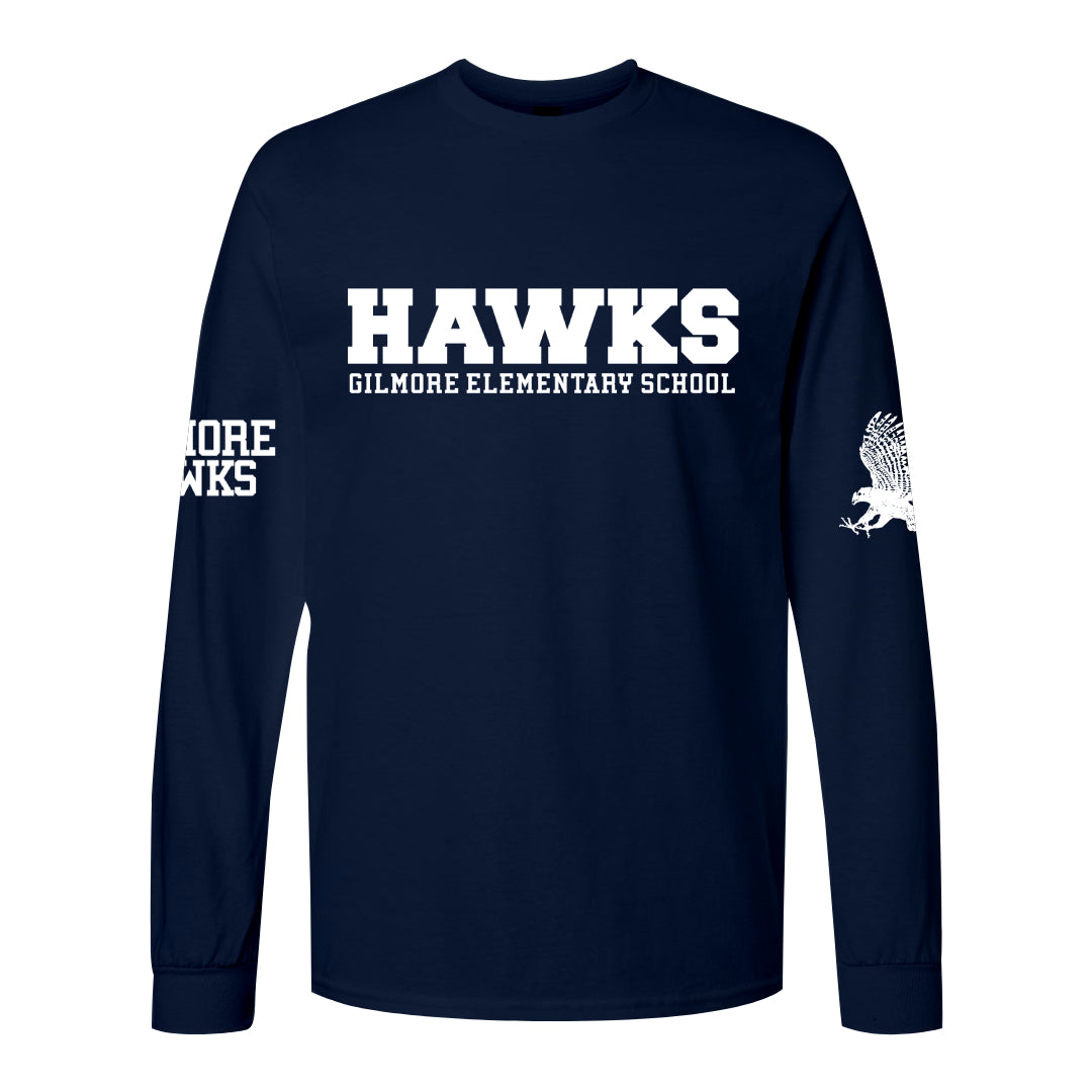 Gilmore Hawks with Sleeve Logos Long Sleeve Shirt-Staff and Families