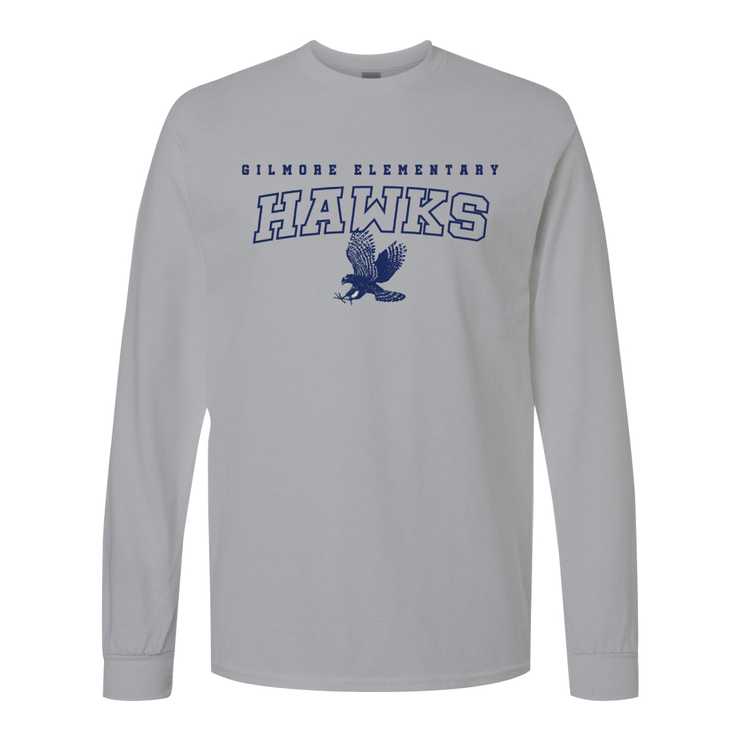 Gilmore Hawks with Flying Mascot Long Sleeve Shirt-Staff and Families