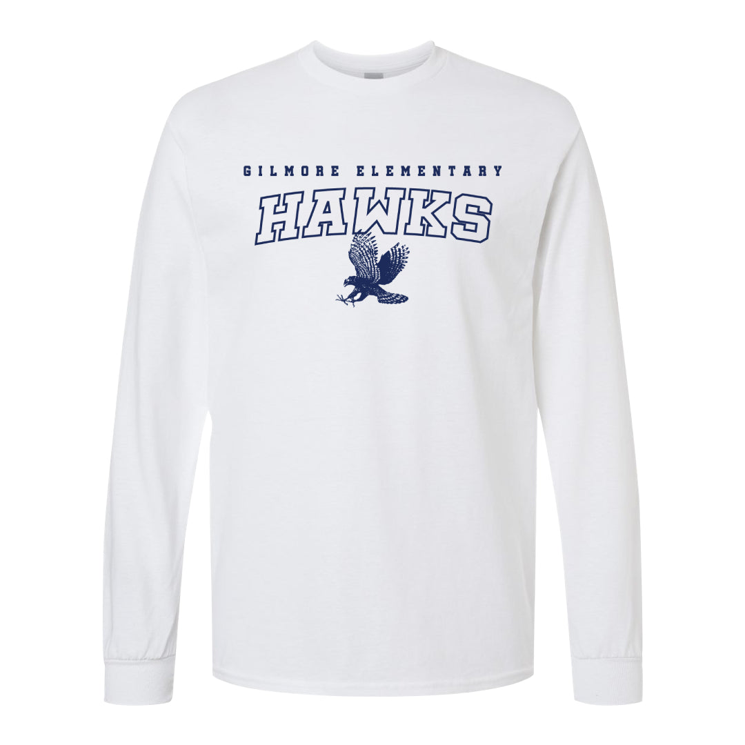 Gilmore Hawks with Flying Mascot Long Sleeve Shirt-Staff and Families