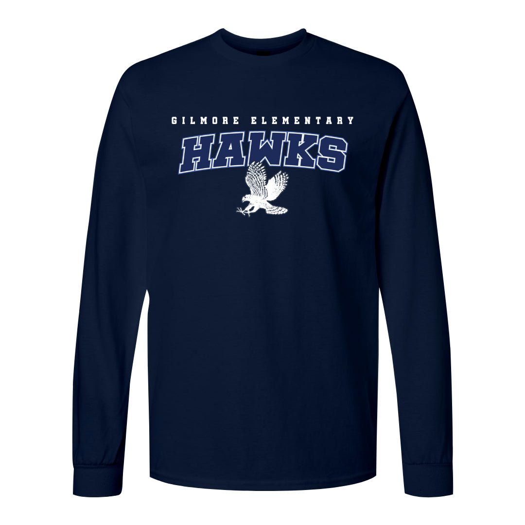 Gilmore Hawks with Flying Mascot Long Sleeve Shirt-Staff and Families