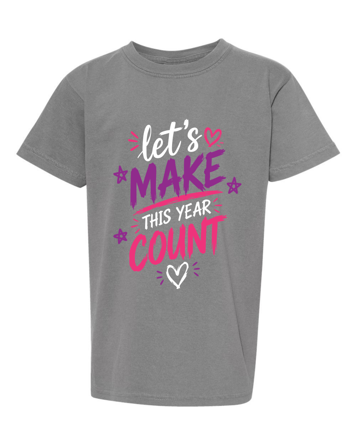 Girls "Lets Make This Year Great" Purple and Pink-Tshirt Youth