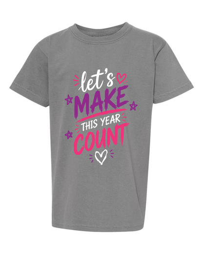 Girls "Lets Make This Year Great" Purple and Pink-Tshirt Youth